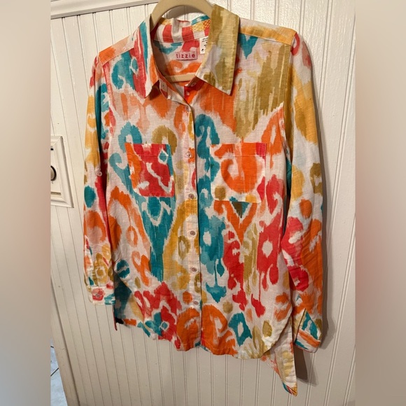 Tizzie Tops - Tizzie Linen Blend Small Button Up Blouse